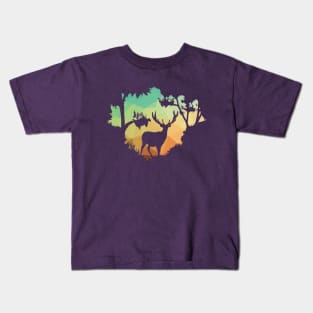 Watching Deer Silhouette in Nature Kids T-Shirt